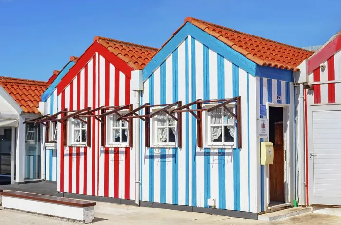 Framed Print : Brightly painted beach homes, Costa Nova do Prado, Aveiro, Portugal Framed Print : Brightly painted beach homes, Costa Nova do Prado, Aveiro, Portugal