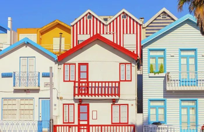 Framed Print : Brightly painted beach homes, Costa Nova do Prado, Aveiro, Portugal Framed Print : Brightly painted beach homes, Costa Nova do Prado, Aveiro, Portugal
