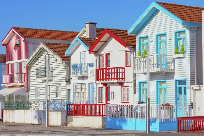 Framed Print : Brightly painted beach homes, Costa Nova do Prado, Aveiro, Portugal Framed Print : Brightly painted beach homes, Costa Nova do Prado, Aveiro, Portugal