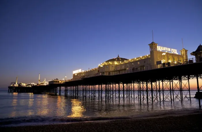 Framed Print : Brighton Pier Illuminated at Night, Brighton, East Sussex, UK Framed Print : Brighton Pier Illuminated at Night, Brighton, East Sussex, UK