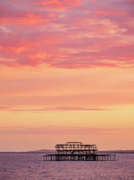 Framed Print : Brighton West Pier at sunset, City of Brighton and Hove, East Sussex, England, United Kingdom Framed Print : Brighton West Pier at sunset, City of Brighton and Hove, East Sussex, England, United Kingdom