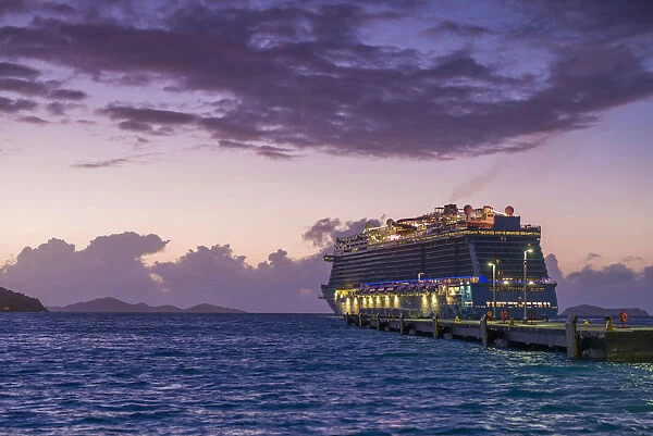 British Virgin Islands, Tortola, Road Town, Cruise Ship Dock, cruiseship, dawn