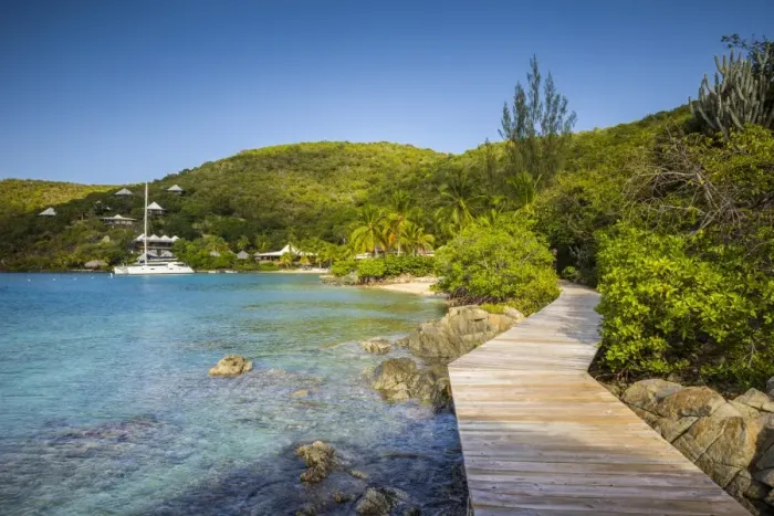 Framed Print : British Virgin Islands, Virgin Gorda, The Bitter End, shore walkway Framed Print : British Virgin Islands, Virgin Gorda, The Bitter End, shore walkway