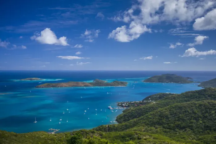 Framed Print : British Virgin Islands, Virgin Gorda, North Sound of North Sound from Fanny Hill