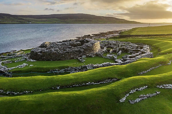 The Broch of Gurness, an Iron Age settlement on Mainland, Orkney, Scotland. Autumn (October) 2022