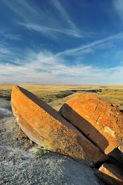 Framed Print : Broken sandstone concretions on the Canadian prairie Red Rock Coulee Natural Preserve, Alberta, Canada Framed Print : Broken sandstone concretions on the Canadian prairie Red Rock Coulee Natural Preserve, Alberta, Canada