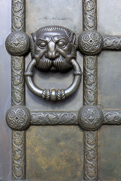 Detail of bronze door, Russian Memorial Church (1913), Leipzig, Saxony, Germany