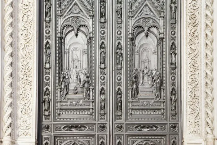 Framed Print : Bronze front door of tf Saint Mary of the Flower Cathedral, Florence, Tuscany, Italy Framed Print : Bronze front door of tf Saint Mary of the Flower Cathedral, Florence, Tuscany, Italy