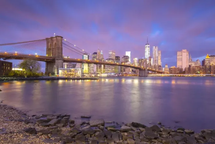 Framed Print : Brooklyn Bridge and Lower Manhattan  /  Downtown, New York City, New York, USA