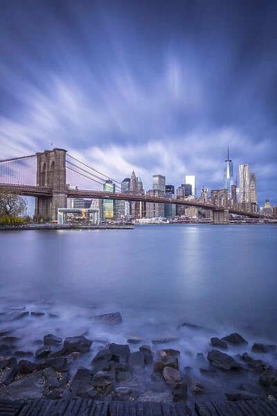 Brooklyn Bridge and Lower Manhattan  /  Downtown, New York City, New York, USA