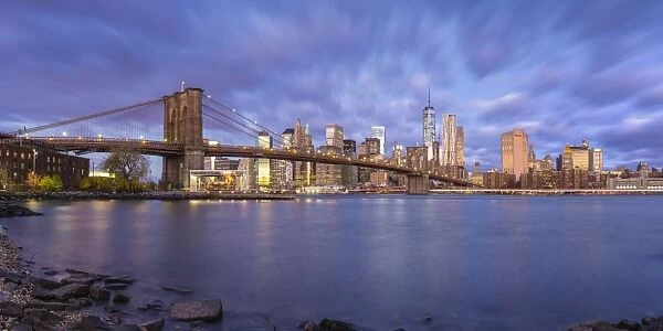 Brooklyn Bridge and Lower Manhattan  /  Downtown, New York City, New York, USA
