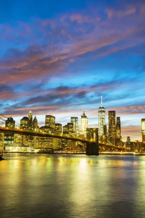 Framed Print : Brooklyn Bridge and Manhattan skyline, New York, USA Framed Print : Brooklyn Bridge and Manhattan skyline, New York, USA