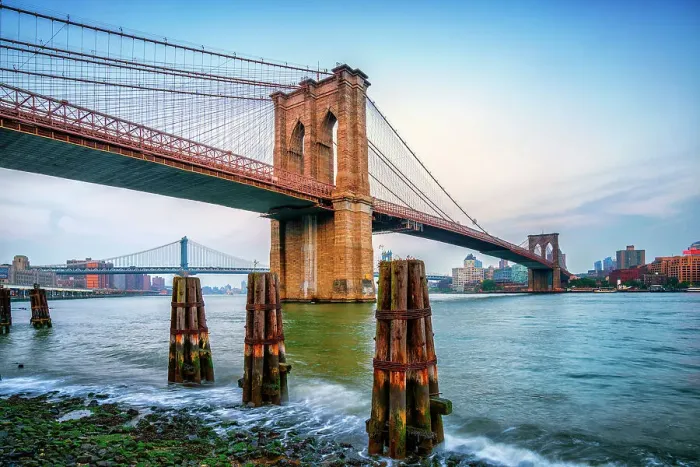 Framed Print : Brooklyn Bridge and Manhtatten, Manhattan New York City, New York, USA