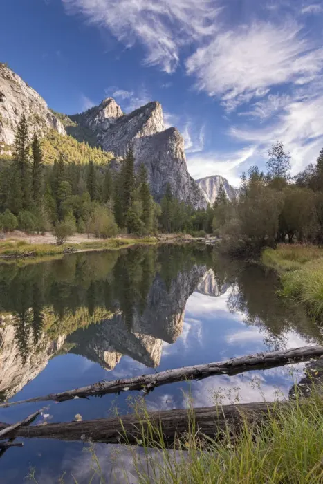 Framed Print : The Three Brothers reflected in the Merced River in Yosemite Valley, Yosemite National Framed Print : The Three Brothers reflected in the Merced River in Yosemite Valley, Yosemite National
