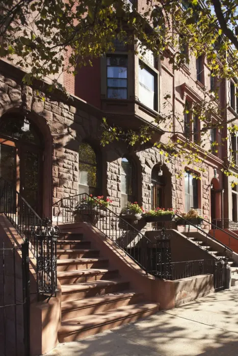 Framed Print : Brownstone buildings in Harlem, Manhattan, New York City, USA Framed Print : Brownstone buildings in Harlem, Manhattan, New York City, USA