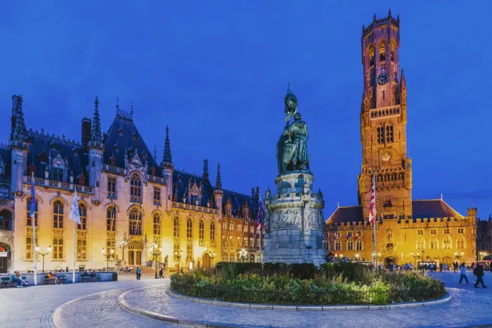 Framed Print : Bruges town hall and Belfort (Beffroi) by night, Belgium Framed Print : Bruges town hall and Belfort (Beffroi) by night, Belgium