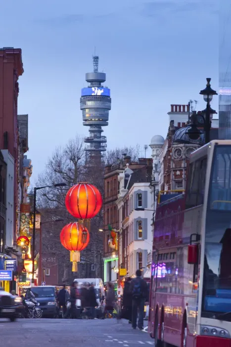 Framed Print : BT Tower and China Town, London, England, UK