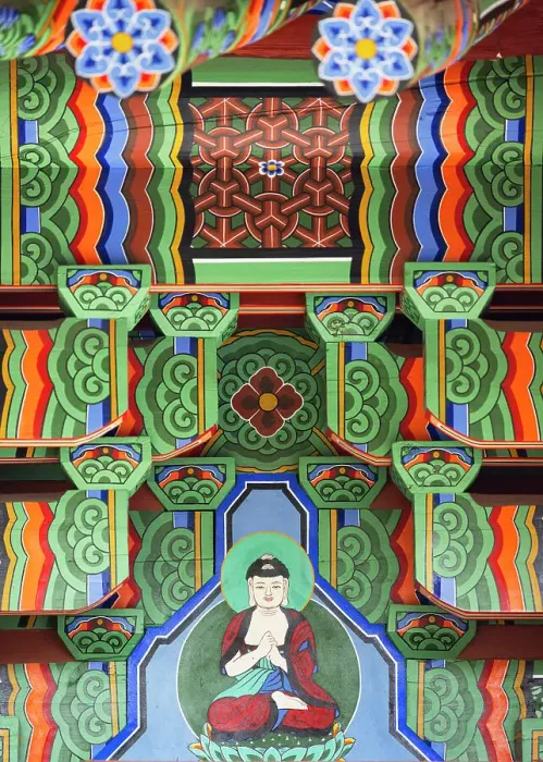 Framed Print : Buddha image on roof at Okryeonseonwon Temple, Busan, South Korea Framed Print : Buddha image on roof at Okryeonseonwon Temple, Busan, South Korea
