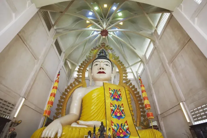 Framed Print : Buddha statue in Sakaya Muni Buddha Gaya Temple (Temple of 1000 Lights), Little India Framed Print : Buddha statue in Sakaya Muni Buddha Gaya Temple (Temple of 1000 Lights), Little India
