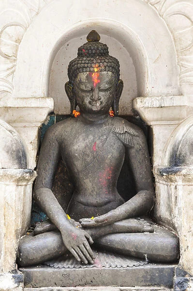 Buddha Statue in Swayambhunath temple, Kathmandu Valley, Nepal, Asia
