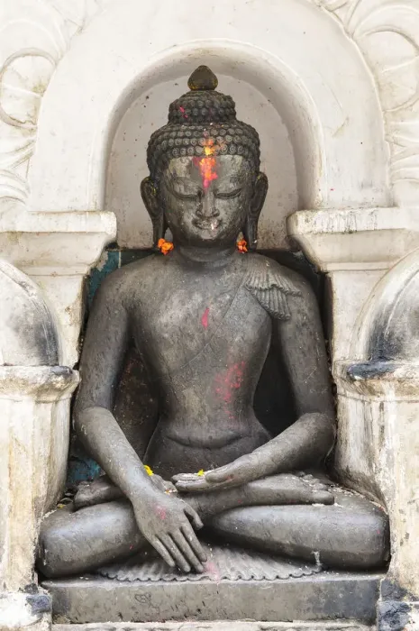 Framed Print : Buddha Statue in Swayambhunath temple, Kathmandu Valley, Nepal, Asia Framed Print : Buddha Statue in Swayambhunath temple, Kathmandu Valley, Nepal, Asia