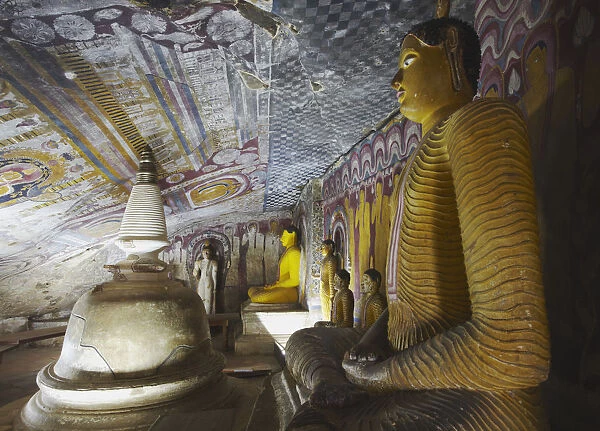 Buddha statues in Cave 4 of Cave Temples (UNESCO World Heritage Site), Dambulla, North