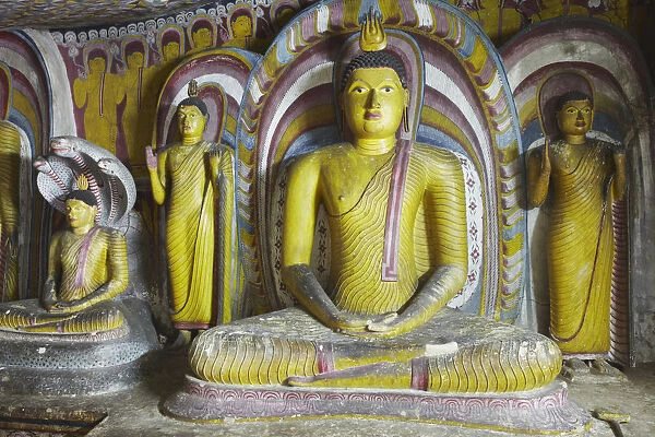 Buddha statues in Cave 5 of Cave Temples (UNESCO World Heritage Site), Dambulla, North