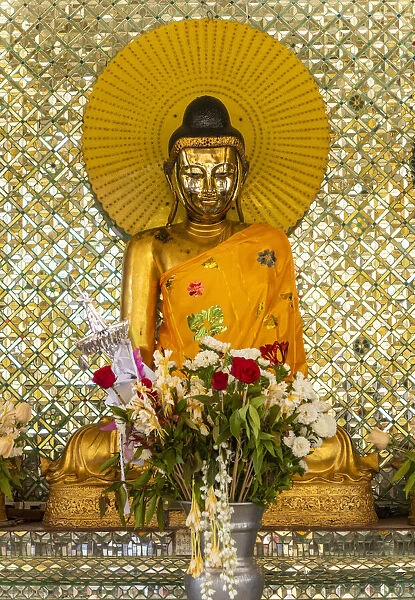 Buddha statues in Shwedagon Pagoda, Yangon, Myanmar