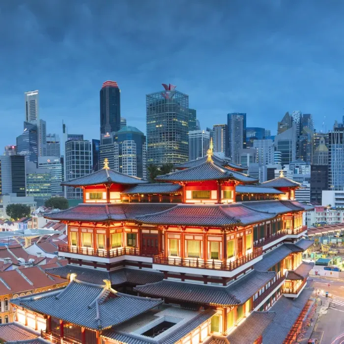 Framed Print : Buddha Tooth Relic Temple and skyscrapers, Chinatown, Singapore Framed Print : Buddha Tooth Relic Temple and skyscrapers, Chinatown, Singapore