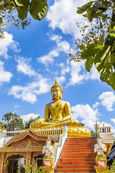 A buddhist temple high in the mountains in Pai, Mae Hong Son province, Northern Thailand