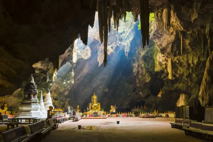 Framed Print : Buddhist temple inside the Tham Khao Luang Cave, Phetchaburi, Thailand
