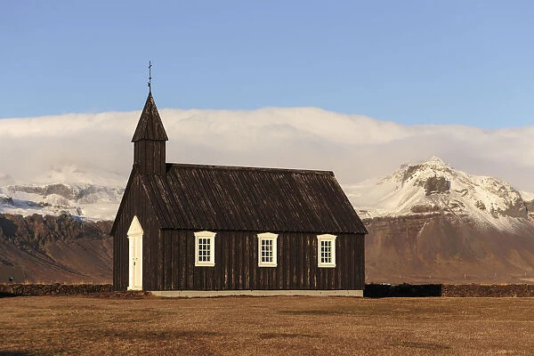 Budir black church at sunset, Snaeffelsness, Western Iceland
