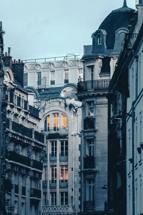 Framed Print : Building background at night, Paris, France