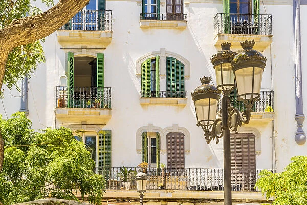 Building facade, Old Town, Ibiza Town, Ibiza, Balearic Islands, Spain