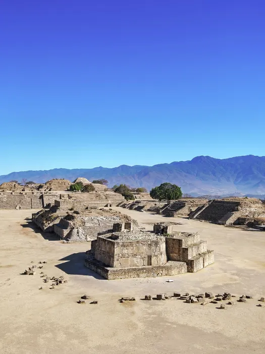 Framed Print : Building J and Gran Plaza seen from South Platform, elevated view, Monte Alban Archaeological Site, Oaxaca State, Mexico Framed Print : Building J and Gran Plaza seen from South Platform, elevated view, Monte Alban Archaeological Site, Oaxaca State, Mexico