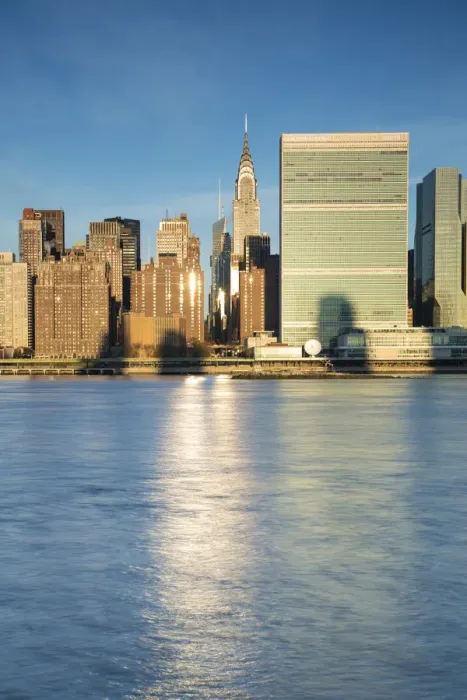Framed Print : UN Building, Manhattan from Queens, New York City, USA