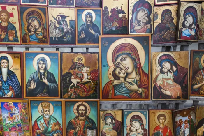 Framed Print : Bulgaria, Sofia, souvenir icons for sale