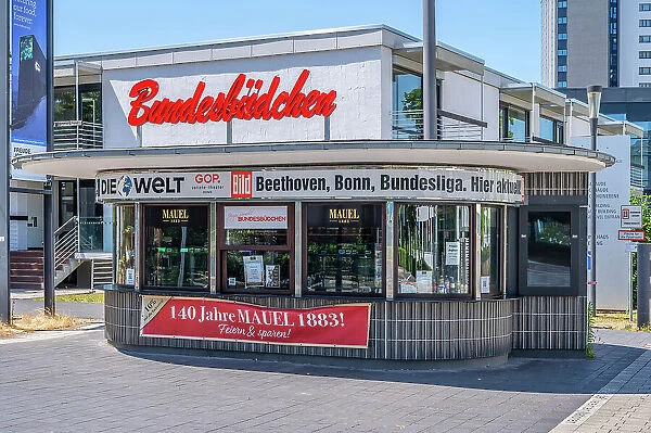 The Bundesbudchen, 67 year-old famous kiosk in the government area of Bonn where many well-known politicians bought their meals, North Rhine-Westphalia, Germany