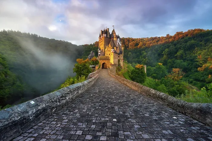 Framed Print : Burg Eltz Castle at sunrise, Wierschem, Rhineland Palatinate, Germany Framed Print : Burg Eltz Castle at sunrise, Wierschem, Rhineland Palatinate, Germany