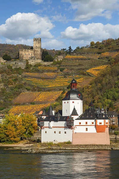 Burg Pfalzgrafenstein im Rhein with Burg Gutenfels, Kaub, Oberes Mittelrheintal, Rheinland-Pfalz, Deutschland