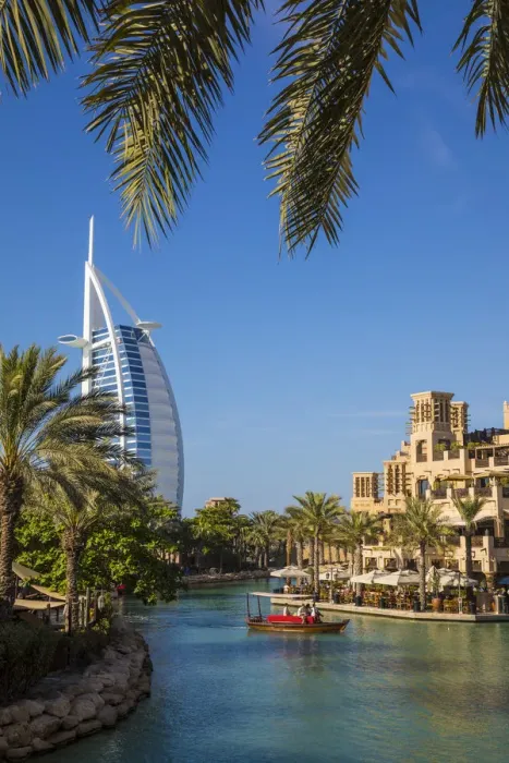 Framed Print : Burj Al Arab & Jumeirah Al Qasr hotels, Madinat Jumeirah, Dubai, United Arab Emirates