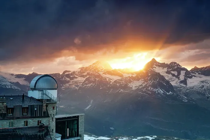 Framed Print : Burning sunset sky over Dent Blanche and Ober Gabelhorn snowy mountains view from Kulmhotel Gornergrat, Zermatt, Switzerland Framed Print : Burning sunset sky over Dent Blanche and Ober Gabelhorn snowy mountains view from Kulmhotel Gornergrat, Zermatt, Switzerland