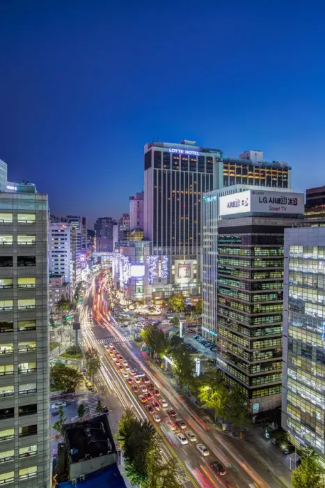 Framed Print : Busy Namdaemun-ro at dusk in Myeong-dong, Myeongdong, Seoul, South Korea Framed Print : Busy Namdaemun-ro at dusk in Myeong-dong, Myeongdong, Seoul, South Korea
