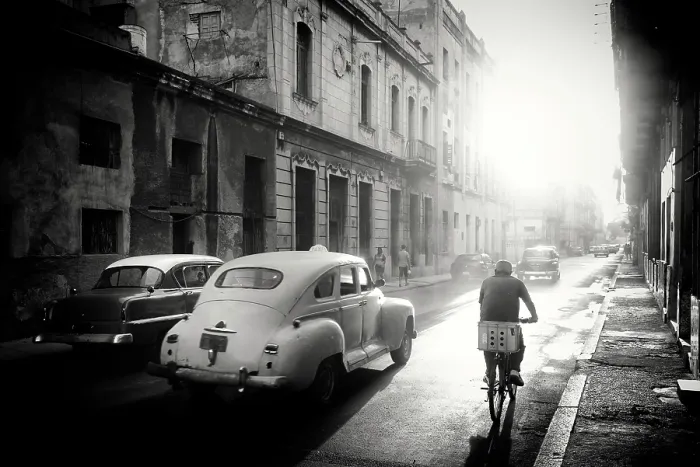 Framed Print : Busy street at sunrise, Havana Centro, Havana, Cuba Caribbean Framed Print : Busy street at sunrise, Havana Centro, Havana, Cuba Caribbean