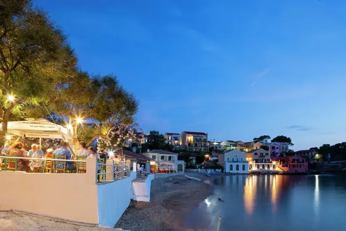 Framed Print : A busy taverna in Assos, Kefalonia, Ionian Islands, Greece