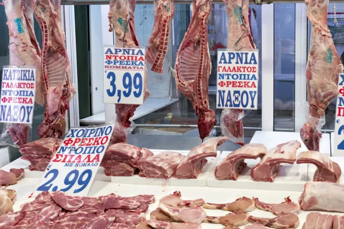 Framed Print : Butchery at the Central Market in Athens, Greece Framed Print : Butchery at the Central Market in Athens, Greece
