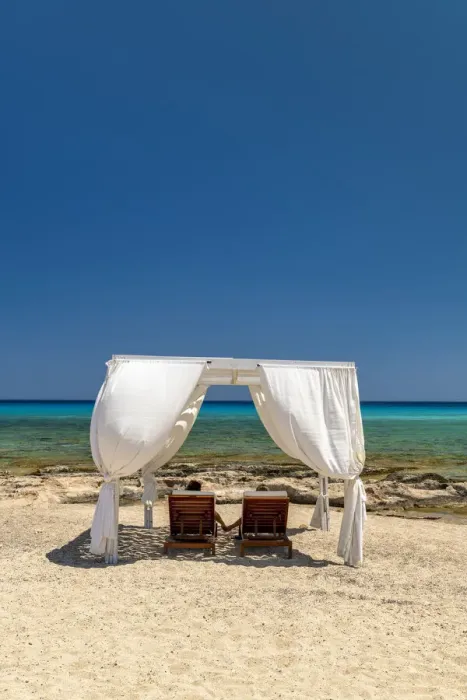 Framed Print : Cabana & Couple on Sunbeds on Beach, Rhodes, Dodecanese Islands, Greece Framed Print : Cabana & Couple on Sunbeds on Beach, Rhodes, Dodecanese Islands, Greece