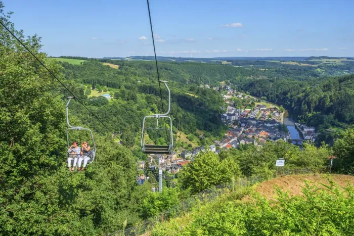 Framed Print : Cable car with Vianden, Kanton Vianden, Luxembourg Framed Print : Cable car with Vianden, Kanton Vianden, Luxembourg
