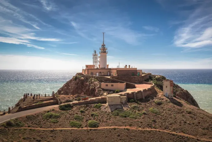 Framed Print : Cabo de Gata Lighthouse, Cabo de Gata National Park, Almeria Province, Region Andalucia