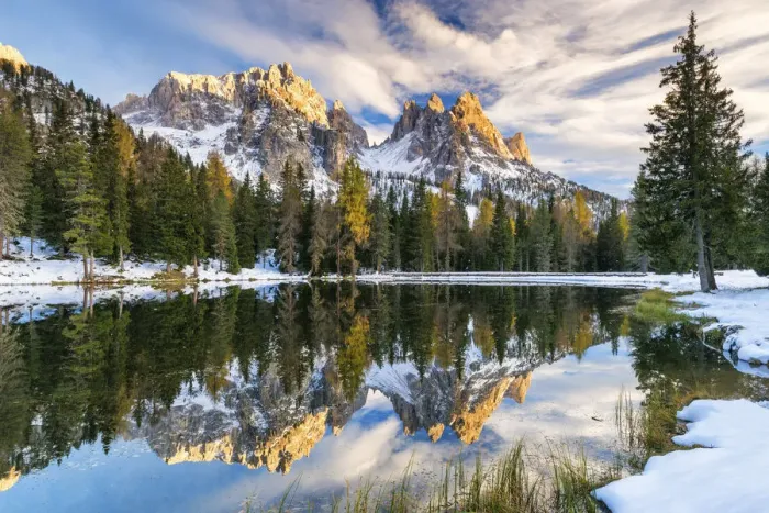 Framed Print : The Cadinis Reflecting in Lake Antorno, Dolomites, South Tyrol, Italy Framed Print : The Cadinis Reflecting in Lake Antorno, Dolomites, South Tyrol, Italy